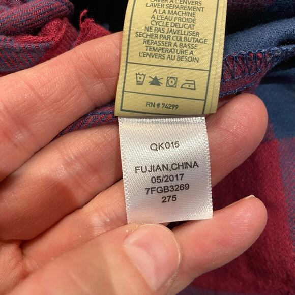 7 for All Mankind Girls Large Long Sleeve Tie waist red and blue plaid shirt - Picture 7 of 7